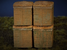 4 Hesco Barriers, militrischer Sandwall, Sandkrbe, coloriert,